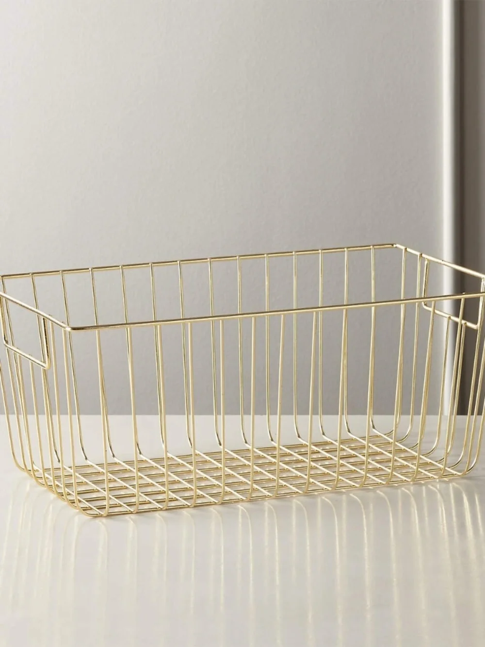 CB2 Roscoe gold wire storage baskets set of 2